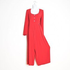 vintage 90s babydoll jumpsuit red wide leg grunge pantsuit one piece outfit M